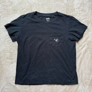 Black UNIQLO x Disney minnie‎ mouse embroidered pocket tee